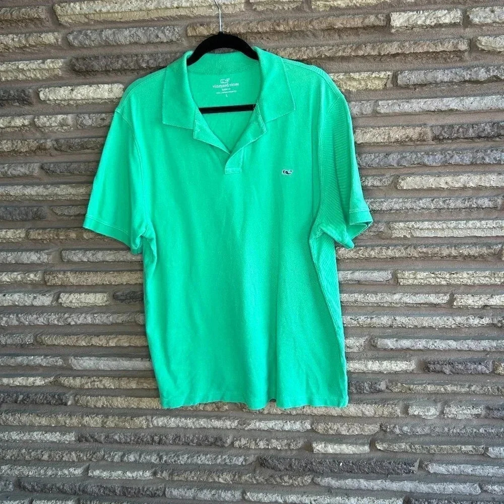 Vineyard Vines Men's Classic Fit 100% Cotton Green Polo Shirt Whale Logo